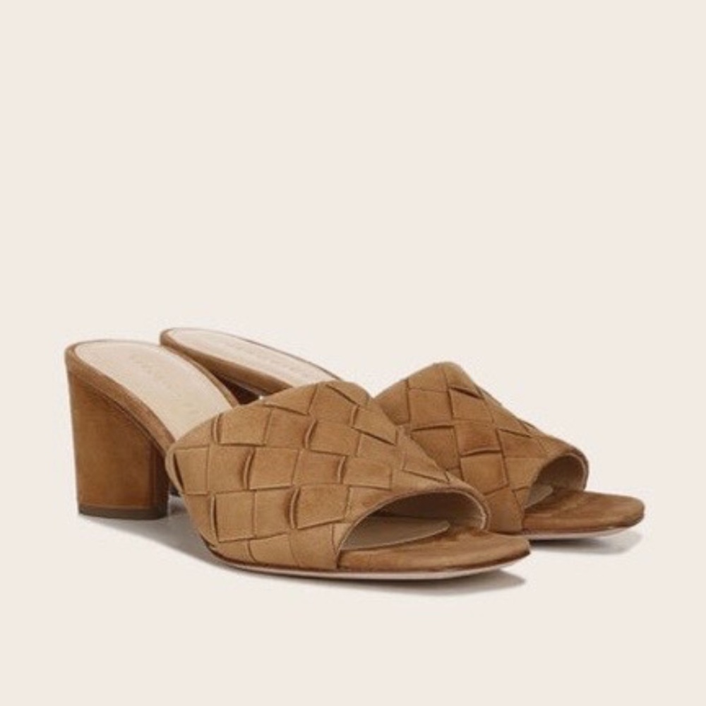 Veronica Beard Kiele Woven Suede Mules Heels